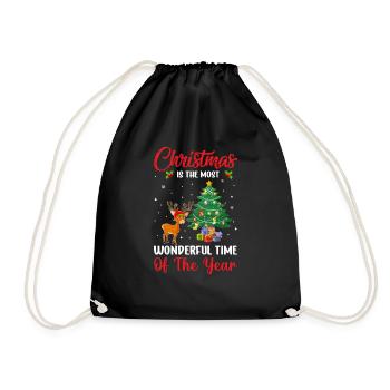 Christmas design with reindeer and tree - Drawstring Bag - black - Front