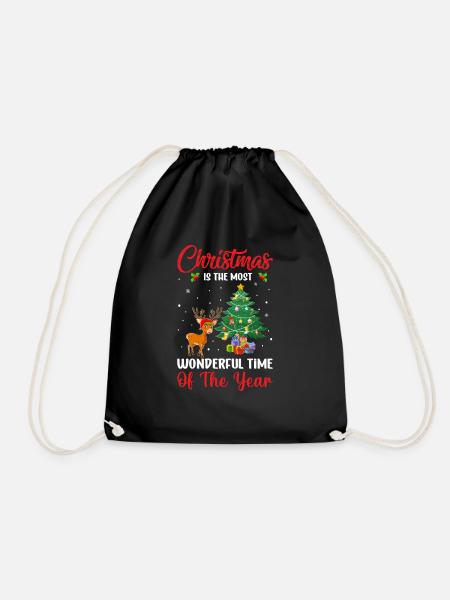 Weihnachtliches Design mit Rentier und Baum - Turnbeutel - Schwarz