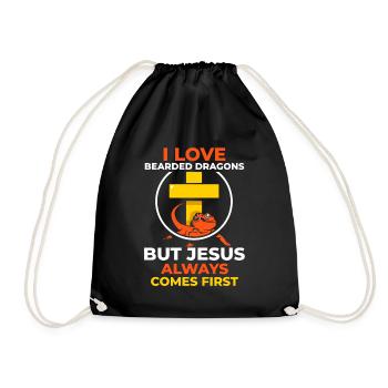 i love Bearded Dragons but jesus always comes firs - Turnbeutel - Schwarz - Vorne