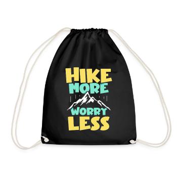 Hike more Worry less Wandern Wanderer - Turnbeutel - Schwarz - Vorne