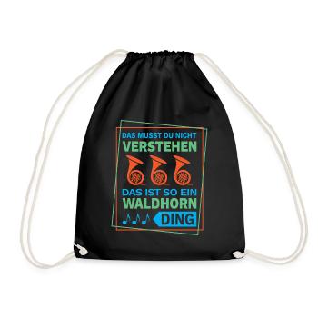 Waldhorn Waldhornspieler Hornist - Turnbeutel - Schwarz - Vorne