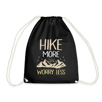 Hike more Worry less Wandern Wanderer - Turnbeutel - Schwarz - Vorne