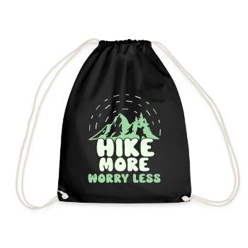 Hike more Worry less Wandern Wanderer - Turnbeutel - Schwarz - Vorne