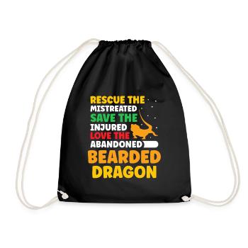 save the injured love the abandoned Bearded Dragon - Turnbeutel - Schwarz - Vorne