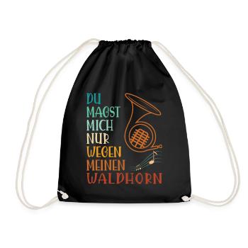 Waldhorn Waldhornspieler Hornist - Turnbeutel - Schwarz - Vorne