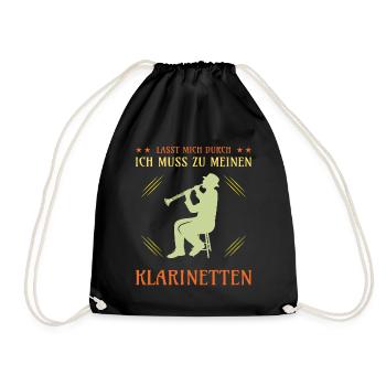 Klarinette Klarinettenspieler Klarinettist - Turnbeutel - Schwarz - Vorne