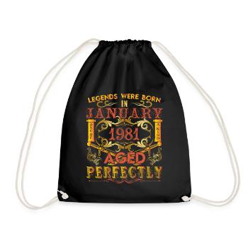 January 1981 - birthday 1981 legends were born. - Drawstring Bag - black - Front