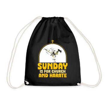 Sunday is for church and Karate - Turnbeutel - Schwarz - Vorne