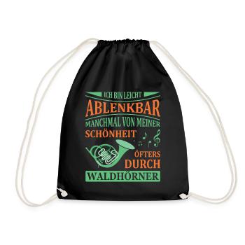 Waldhorn Waldhornspieler Hornist - Turnbeutel - Schwarz - Vorne