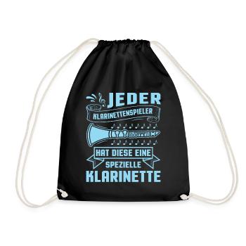 Klarinette Klarinettenspieler Klarinettist - Turnbeutel - Schwarz - Vorne