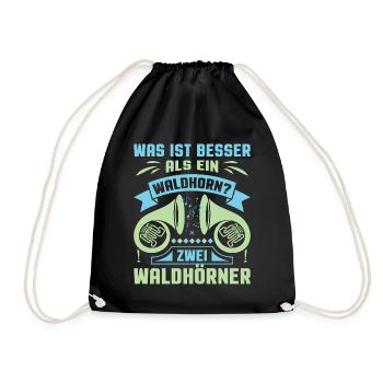 Waldhorn Waldhornspieler Hornist - Turnbeutel - Schwarz - Vorne