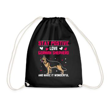 stay postive love German Shepherd - Turnbeutel - Schwarz - Vorne