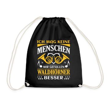 Waldhorn Waldhornspieler Hornist - Turnbeutel - Schwarz - Vorne