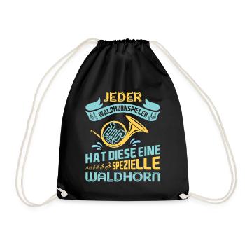 Waldhorn Waldhornspieler Hornist - Turnbeutel - Schwarz - Vorne