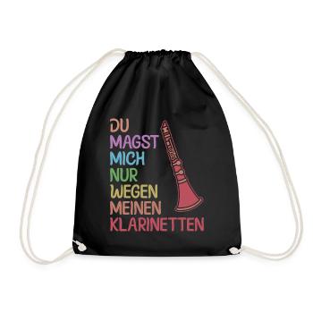 Klarinette Klarinettenspieler Klarinettist - Turnbeutel - Schwarz - Vorne