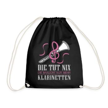 Klarinette Klarinettenspieler Klarinettist - Turnbeutel - Schwarz - Vorne