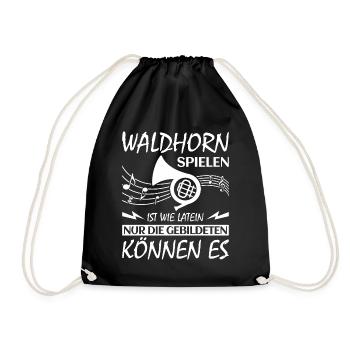 Waldhorn Waldhornspieler Hornist - Turnbeutel - Schwarz - Vorne