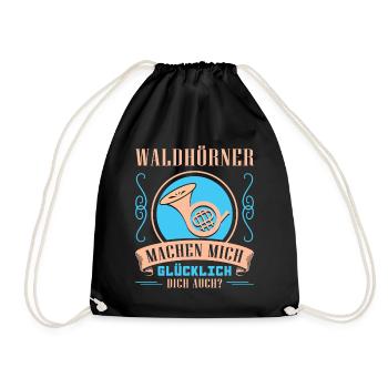 Waldhorn Waldhornspieler Hornist - Turnbeutel - Schwarz - Vorne