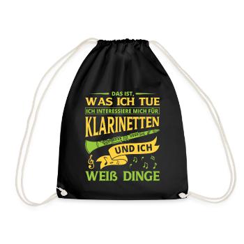 Klarinette Klarinettenspieler Klarinettist - Turnbeutel - Schwarz - Vorne