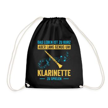 Klarinette Klarinettenspieler Klarinettist - Turnbeutel - Schwarz - Vorne