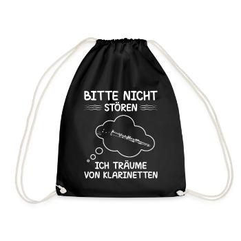 Klarinette Klarinettenspieler Klarinettist - Turnbeutel - Schwarz - Vorne