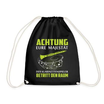 Klarinette Klarinettenspieler Klarinettist - Turnbeutel - Schwarz - Vorne