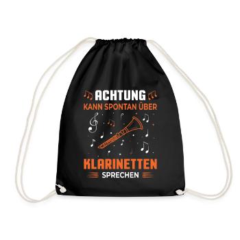 Klarinette Klarinettenspieler Klarinettist - Turnbeutel - Schwarz - Vorne