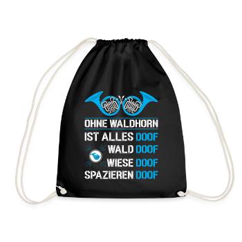 Waldhorn Waldhornspieler Hornist - Turnbeutel - Schwarz - Vorne