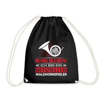 Waldhorn Waldhornspieler Hornist - Turnbeutel - Schwarz - Vorne