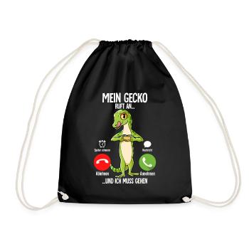 Mein Gecko Ruft An - Turnbeutel - Schwarz - Vorne