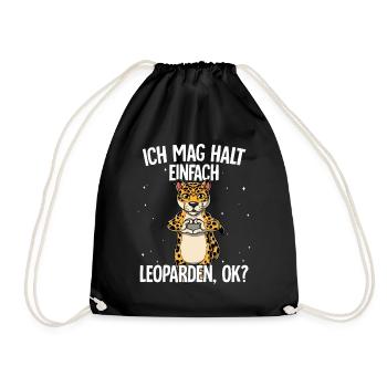 Ich mag halt einfach Leoparden - Turnbeutel - Schwarz - Vorne