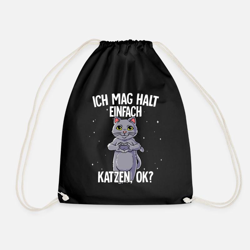 Ich mag halt einfach Katzen - Turnbeutel - Schwarz