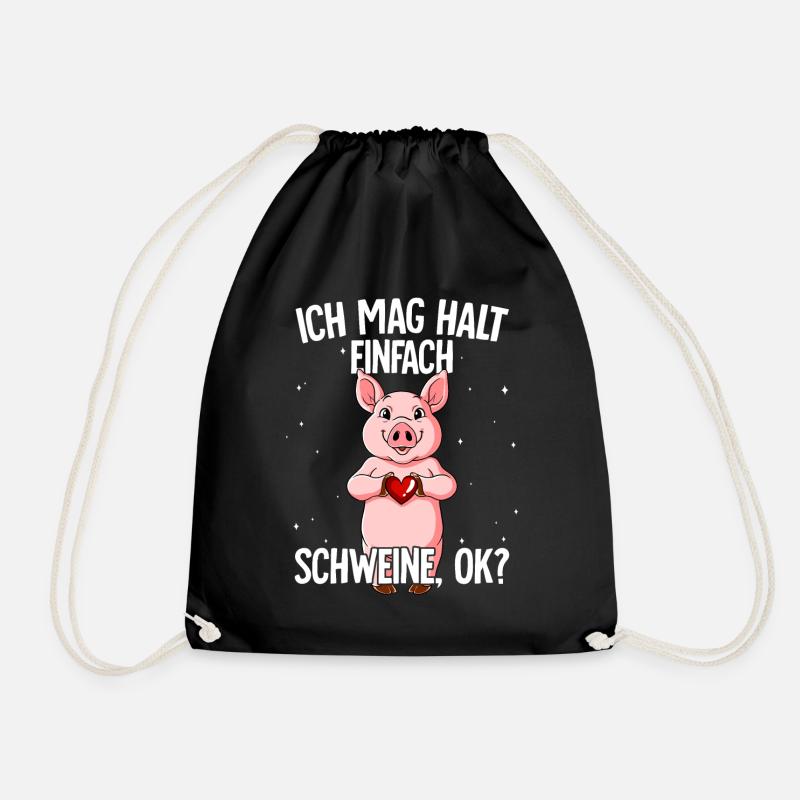 Ich mag halt einfach Schweine - Turnbeutel - Schwarz
