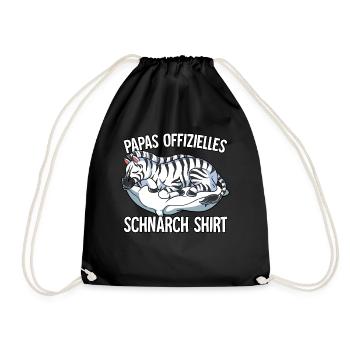 Papas Offizielles Schnarch Shirt Papa Schnarchen - Turnbeutel - Schwarz - Vorne