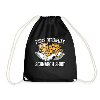 Papas Offizielles Schnarch Shirt Papa Schnarchen - Turnbeutel - Schwarz - Vorne