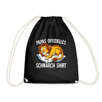 Papas Offizielles Schnarch Shirt Papa Schnarchen - Turnbeutel - Schwarz - Vorne