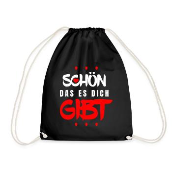 Schön das es dich gibt Valentinstag - Turnbeutel - Schwarz - Vorne