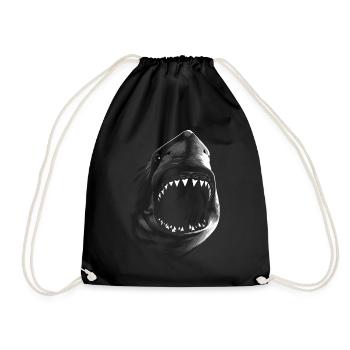 Grand requin blanc mordant - Sac de sport léger - noir - Devant