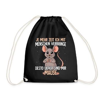 Maus - Turnbeutel - Schwarz - Vorne