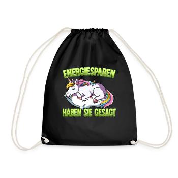 Energiesparen Haben Sie Gesagt Einhorn - Turnbeutel - Schwarz - Vorne