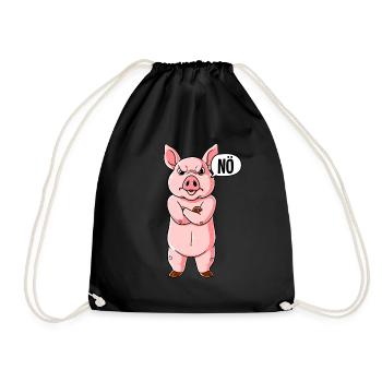 Schwein Nö - Turnbeutel - Schwarz - Vorne