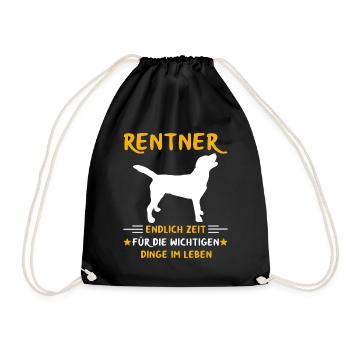 Rentner Rente Rentenbeginn Hund Hundemotiv - Turnbeutel - Schwarz - Vorne