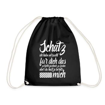 Schatz ich habe versucht dich das perfekt Geschenk - Turnbeutel - Schwarz - Vorne