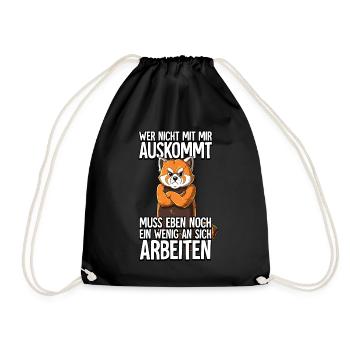 Roter Panda Wer Nicht Mit Mir Auskommt - Turnbeutel - Schwarz - Vorne