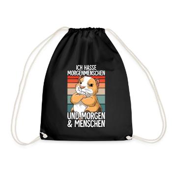 Ich Hasse Morgenmenschen Meerschweinchen - Turnbeutel - Schwarz - Vorne