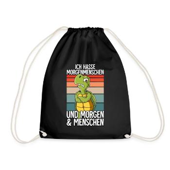 Ich Hasse Morgenmenschen Schildkröte - Turnbeutel - Schwarz - Vorne