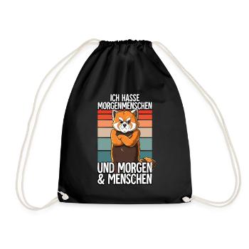 Ich Hasse Morgenmenschen Roter Panda - Turnbeutel - Schwarz - Vorne