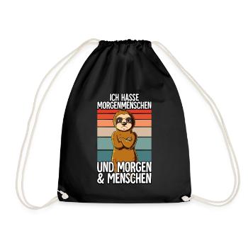 Ich Hasse Morgenmenschen Faultier - Turnbeutel - Schwarz - Vorne
