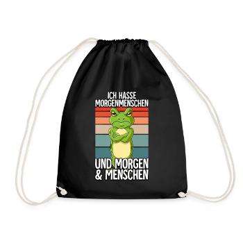 Ich Hasse Morgenmenschen Frosch - Turnbeutel - Schwarz - Vorne