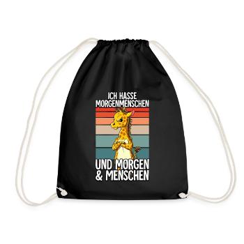 Ich Hasse Morgenmenschen Giraffe - Turnbeutel - Schwarz - Vorne